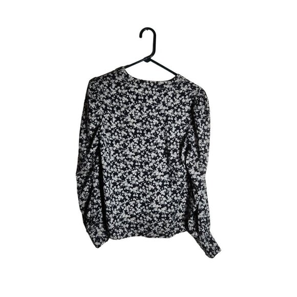 Express Long Sleeve Floral Top Black Small - Picture 2 of 4
